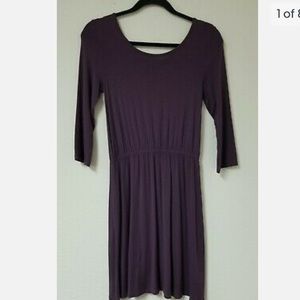 Sally Miller 3/4-Sleeve Beaded Criss-Cross Back Blouson Dress - Purple Girls XL